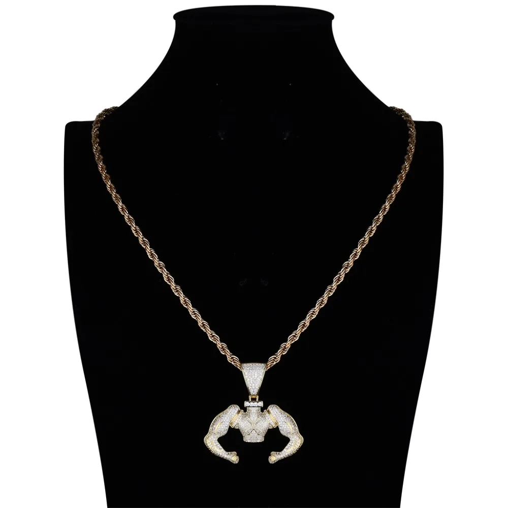 

TOPHIPHOP Hip Hop Strong Muscle Shape Pendant Inlaid with Cubic Zirconia Stone Men's Pendant Hip Hop Fashion Jewelry