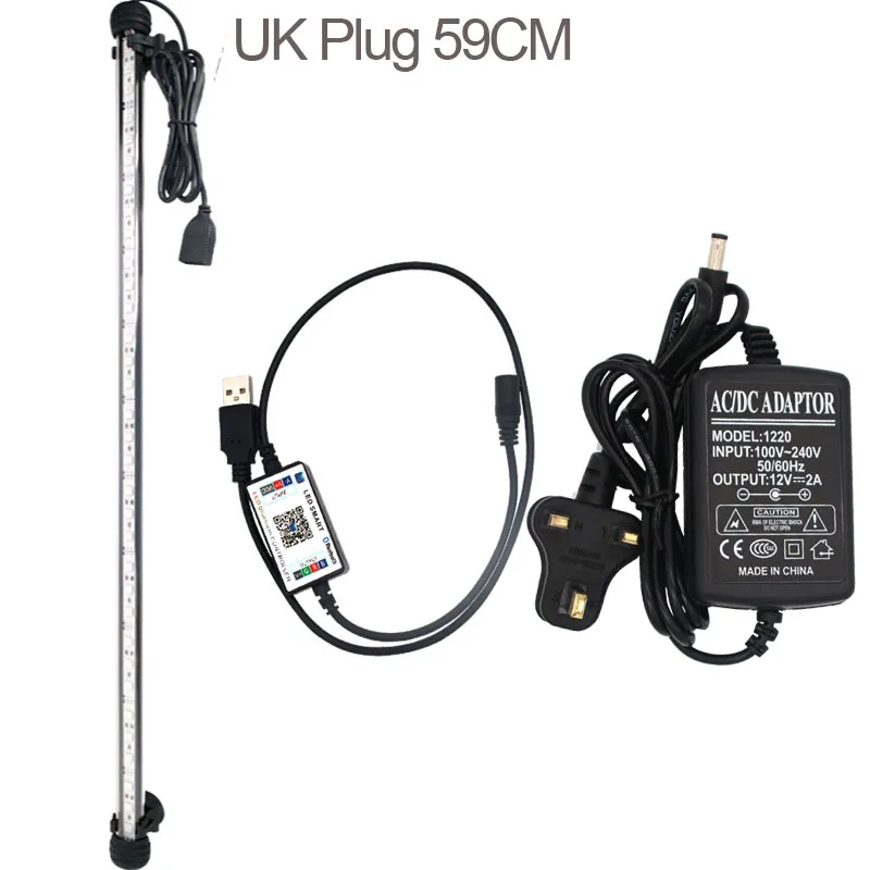 59CM UK Plug Погружной светильник для аквариума светодиодный светильник ing RGB светильник для аквариума светодиодный светильник для аквариума водонепроницаемый аквариумный светодиодный светильник ing - Цвет: 59CM UK Plug