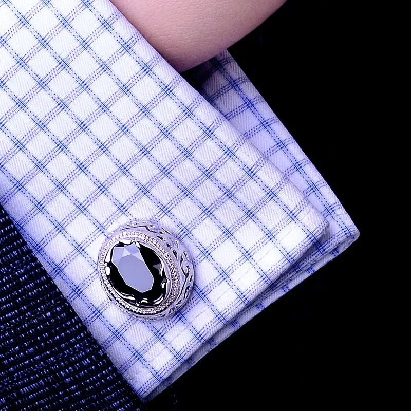Роскошная черная рубашка Botones Para la Ropa высококачественные запонки с кристаллами Diy
