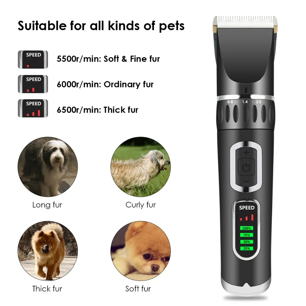 

Professional Pet Hair Trimmer Electric Rechargeable Cat Dog Clipper Grooming Cutters Powerful Shaver Machine For Animal 100-240V