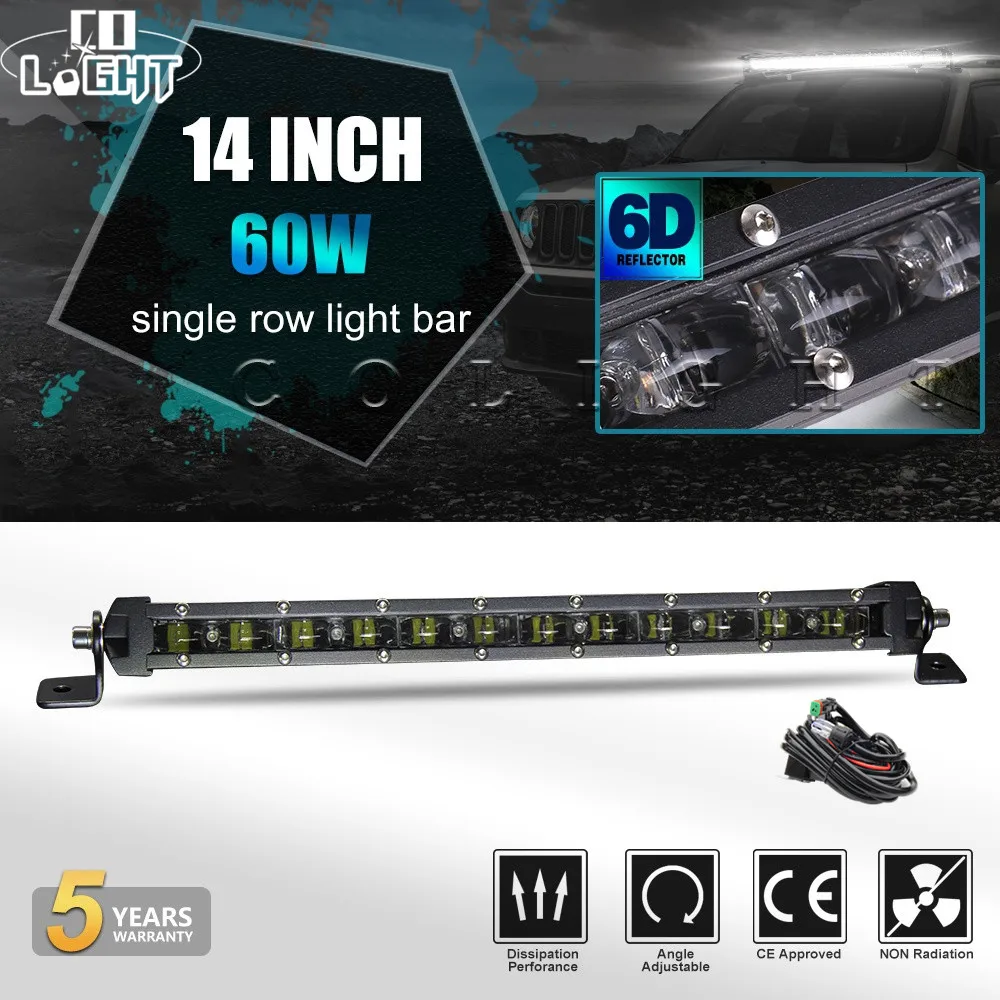 Со светом 6D 60 Вт светодиодный свет работы бар 14 дюймов Offroad Combo авто дальнего света