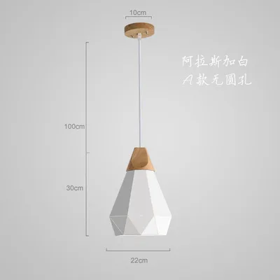 Новинка, 3d Led подвесные светильники, Алмазный металлический Скандинавский современный деревянный металлический светильник, мультяшный креативный подвесной светильник, украшение дома, столовая - Цвет корпуса: A white no hole