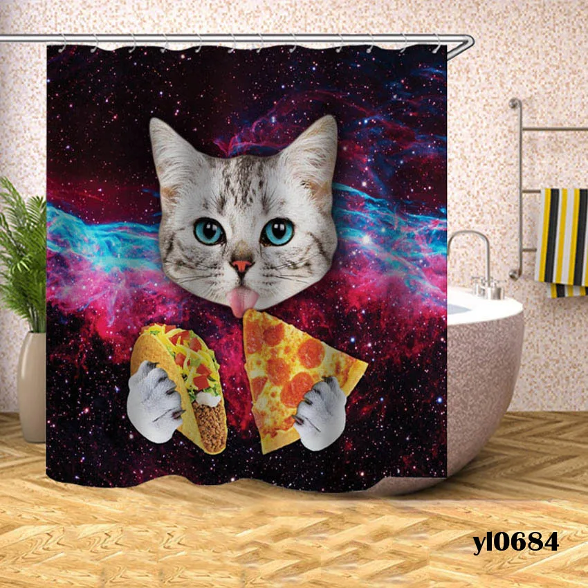 Шторы для душа с изображением мультяшного кота водонепроницаемые шторы ванной