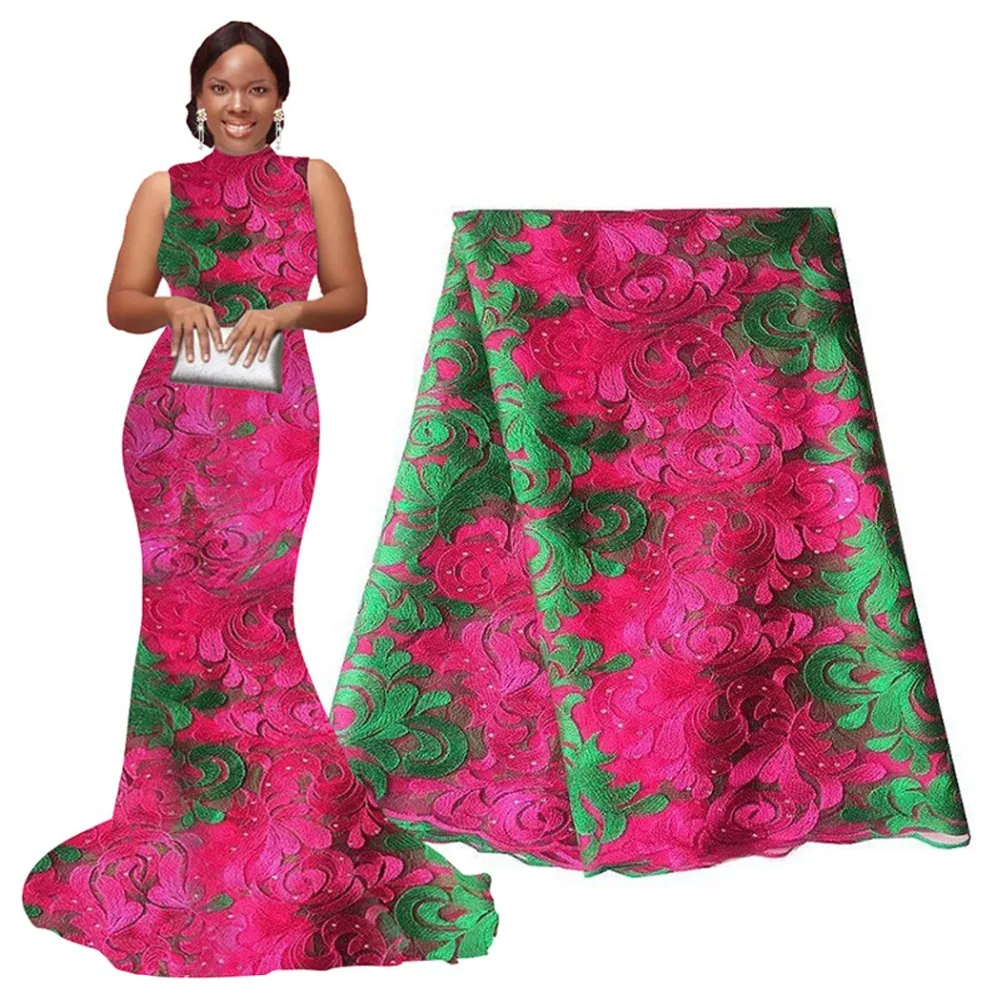 

African Lace Fabri Tulle Embroidered Mesh Lace Fabric African Lace Fabric High Quality Guipure Lace 5 yards for Party Wedding