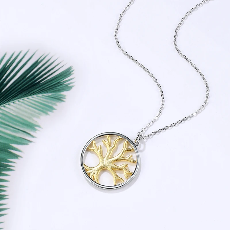 StrollGirl новый 100% 925 стерлингового серебра 18kgold Древо жизни семьи ожерелья с