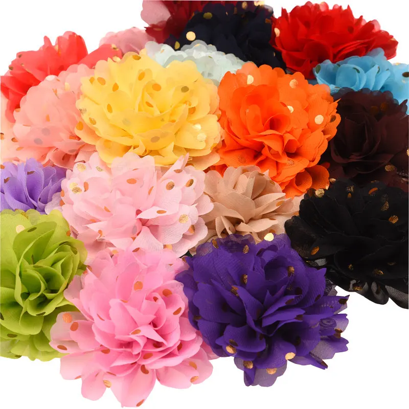 120 шт золотые точки печати шифон дискотеки цветы пышные Цветы Аксессуары без