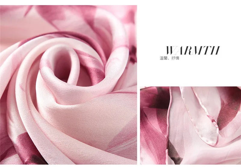 Butterfly Print Silk Scarf Spring Pure Silk Scarf Shawl Hand-rolled Edges Natural Silk Scarf Women Fashion Scarves Wraps