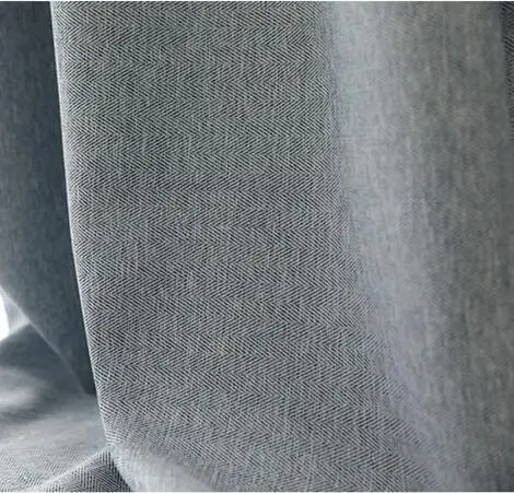Grey Bblue Curtain Современные Плотные Твиловые льняные затемненные занавески, индивидуальный домашний декор, занавеска для окон, драпировка для спальни, гостиной, сплошная глухая панель - Цвет: Grey Bblue Curtain