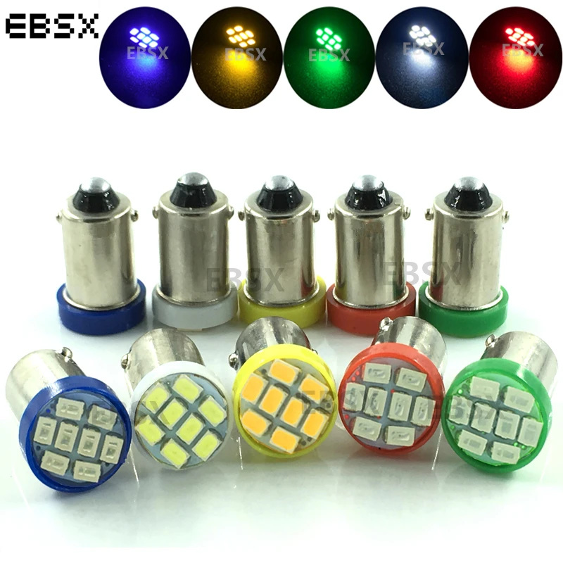 

EBSX 200X супер яркий BA9S 8 SMD 1206 светодиодный T4W 8SMD 3020 Светодиодный светильник лампы фонарь освещения номерного знака белый красные, синие желтый и зеленый цвета 12V