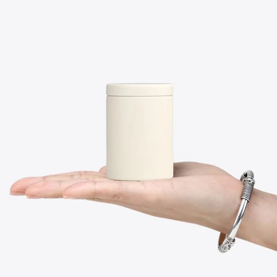 Beige Новое поступление, круглая Мини Милая жестяная коробка для чая,, герметичная коробка для хранения таблеток для офиса и дома, металлическая коробка, 100 шт./лот - Цвет: Beige