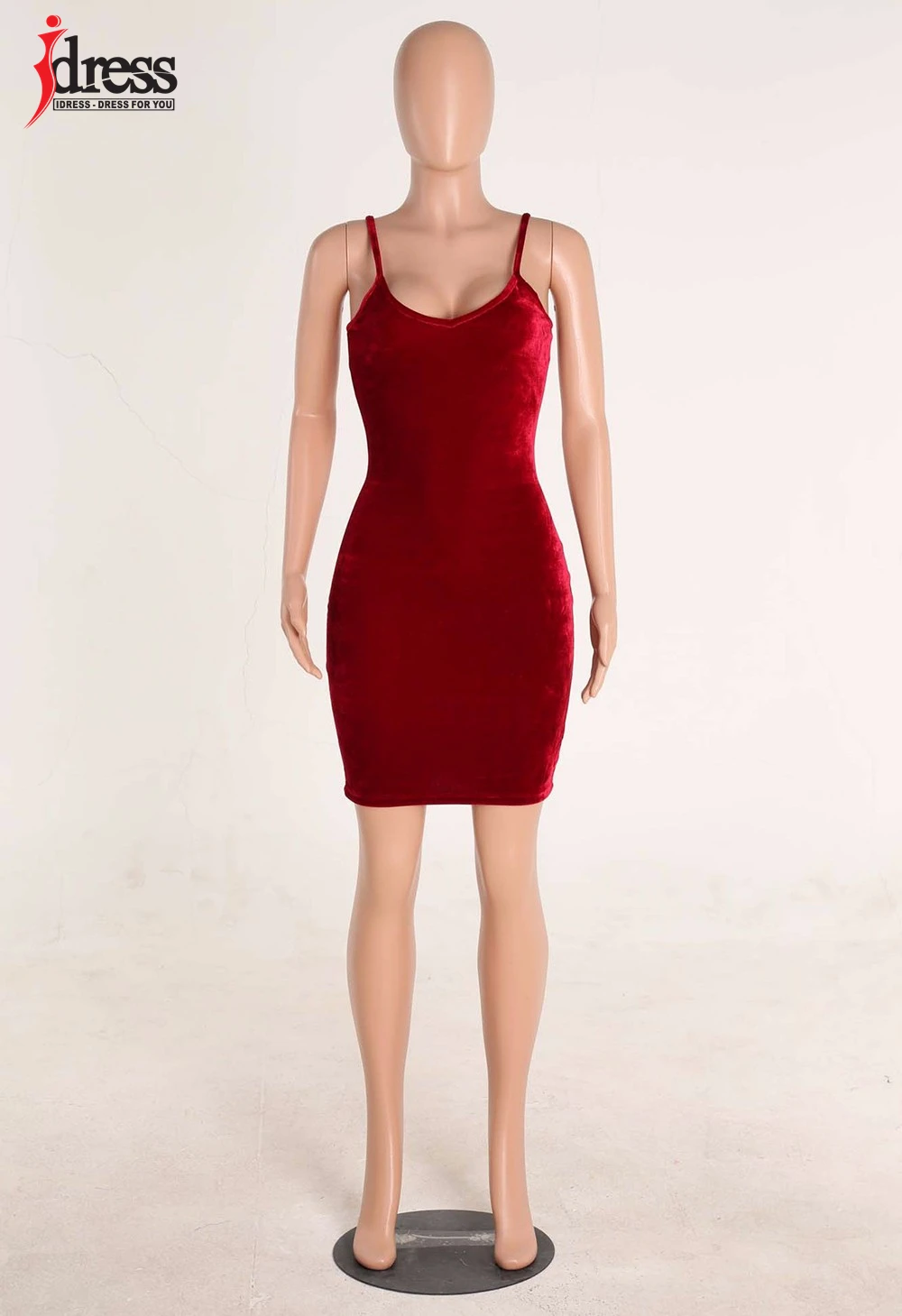 IDress s-xl 2017 женские сексуальные платья на тонких бретельках миди элегантные