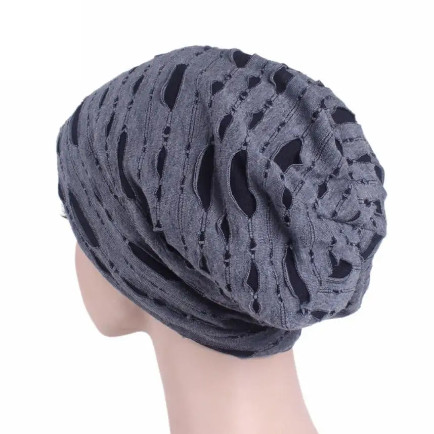 Головной убор с дырками для мужчин и женщин повседневный однотонный хлопковый