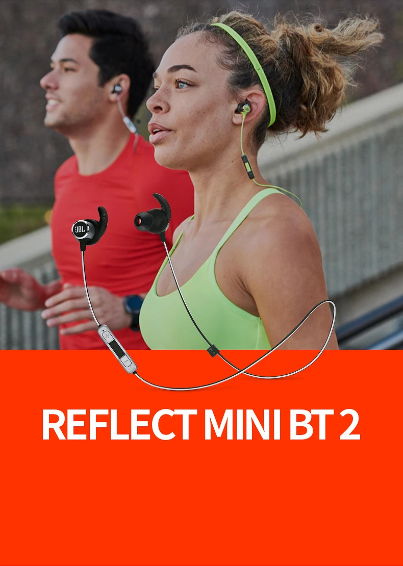 JBL Reflect Mini BT2 беспроводные Bluetooth наушники-вкладыши спортивные наушники с трехкнопочным пультом дистанционного управления с микрофоном