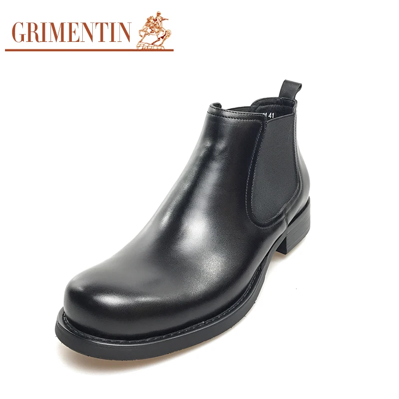 GRIMENTIN/брендовые модные черные мужские ботинки из натуральной кожи удобная