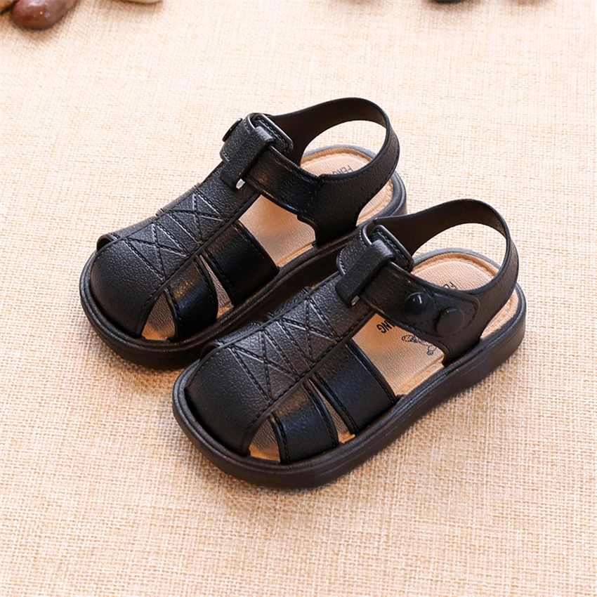ZzSuper Toddler Shoes Leather Summer Beach sandals Cut-outs Flat Baby Boys 1-4 Years Casual Size 26-30 | Детская одежда и обувь