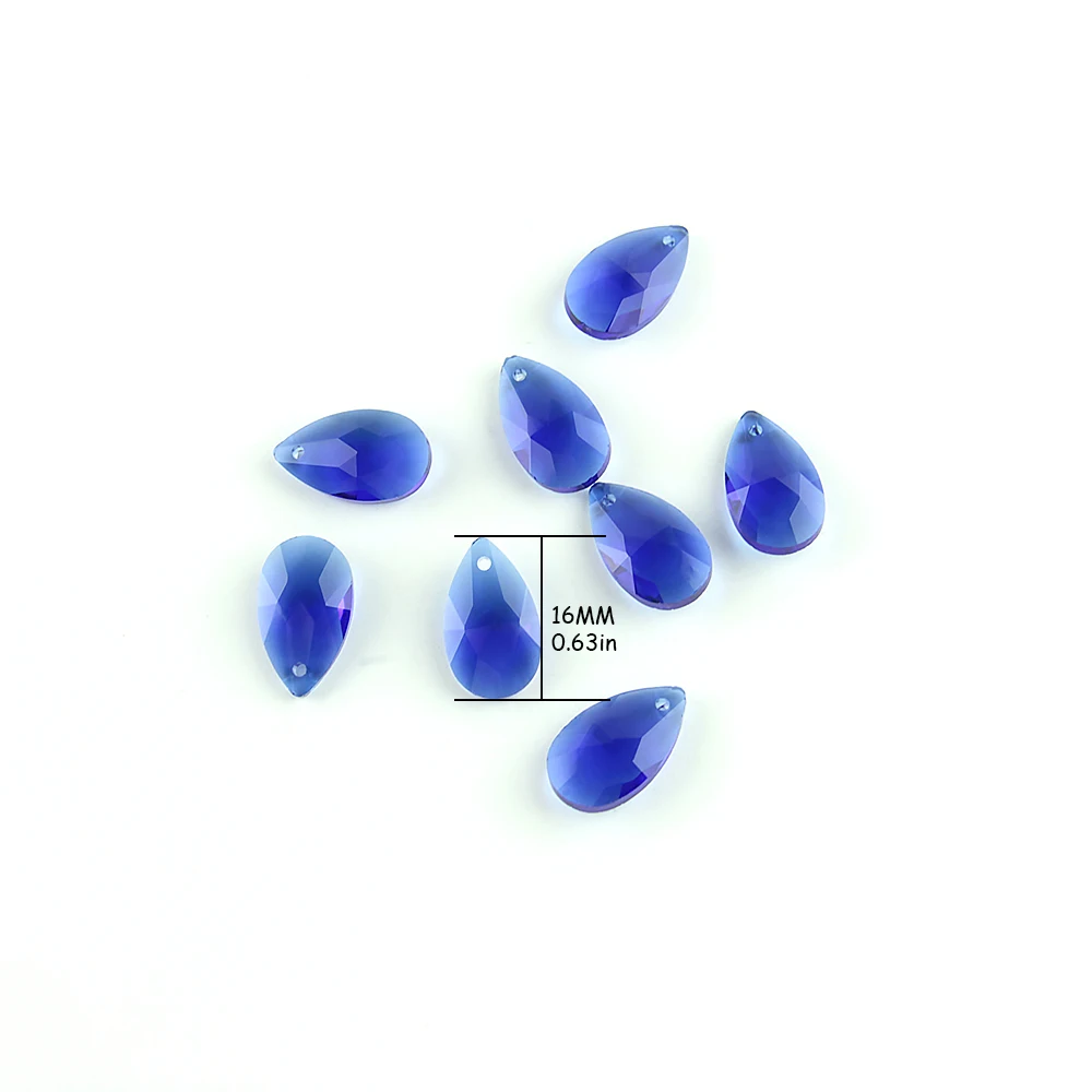 Medium Blue 100pcs/Lot Glass Chandelier Pendants Crystal Teardrop Lamp Prisms 16mm Beads DIY Ceiling Accessories Hot Sale | Освещение