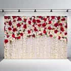 Красный декорации с розами 3d цветочный фон для фотосъемки Свадебная вечеринка Декор баннер свадебный душ фотостудия десерт столовый стол B96