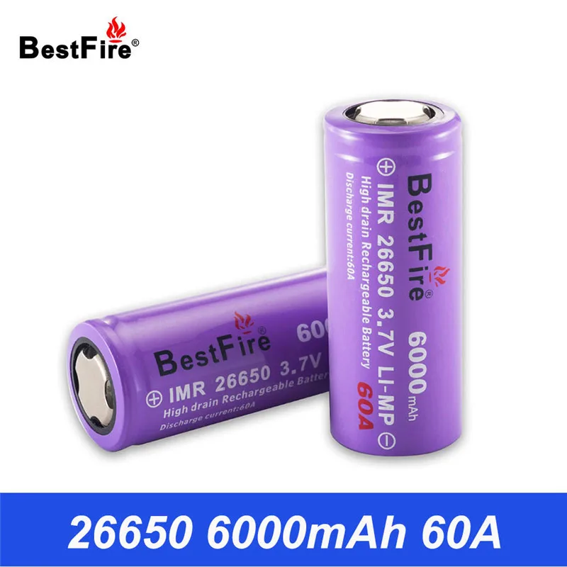 26650 аккумуляторная батарея 3 7 В литий ионная Bestfire 6000 мАч 60A фонарик Фонарь