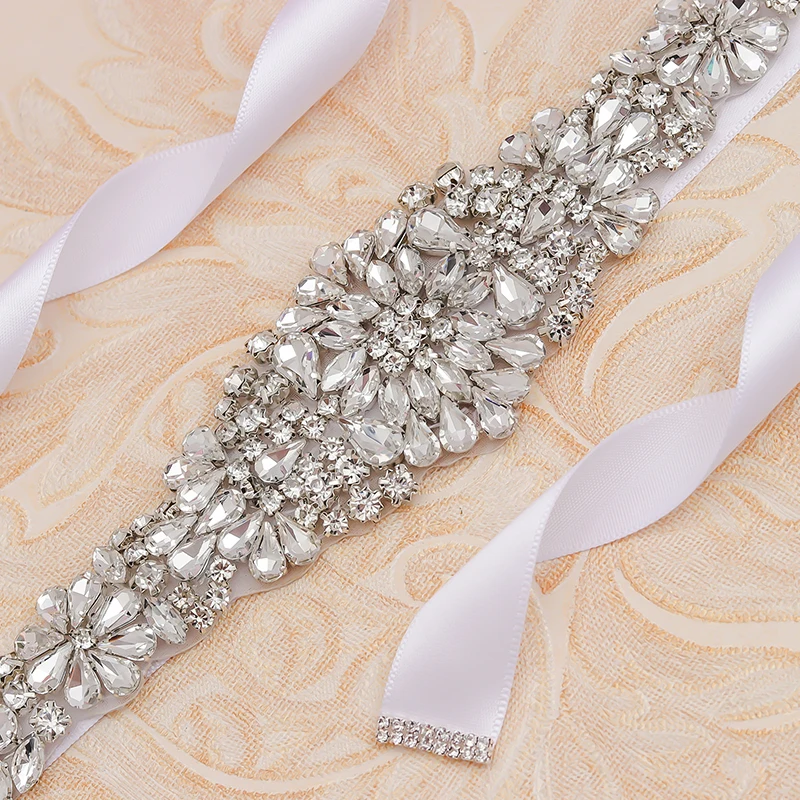 Серебряный бриллиантовый Свадебный ремень MissRDress модель 31 дюйма для свадебных