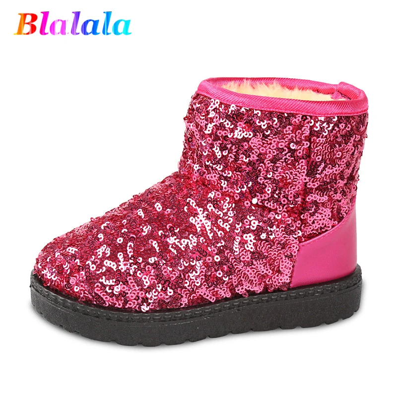 2019 г. Зимние теплые бархатные блестящие ботинки с блестками для маленьких