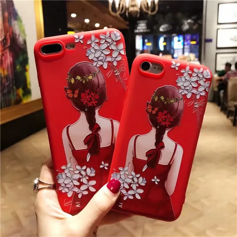 Для iPhone 8 Plus XS Модный китайский новогодний красный чехол с рисунком кота Мягкий