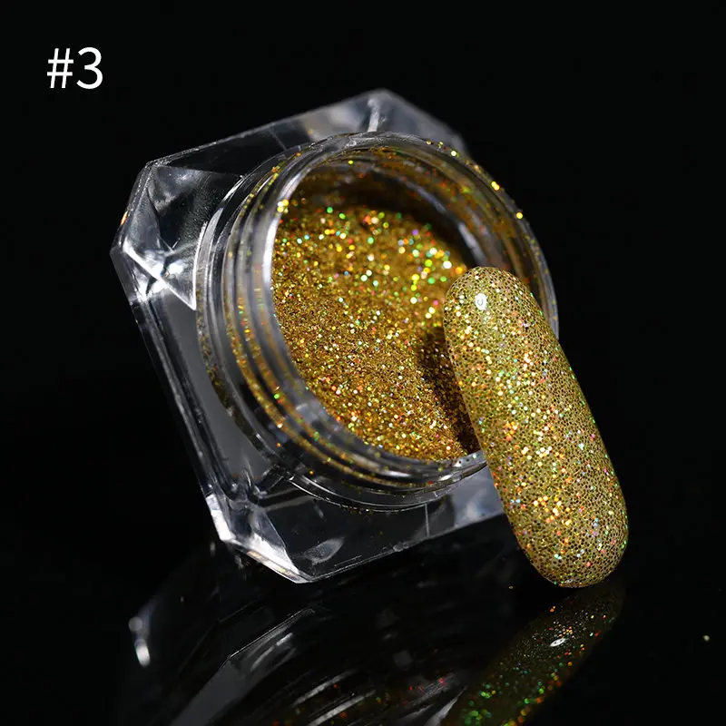 Holographic-03 1 коробка голографический лазер порошок блестящие Звездное Маникюр нейл-арта, блестящий градиент вышит блестящая сахарная пудра пыли для украшения ногтей - Цвет: Holographic-03