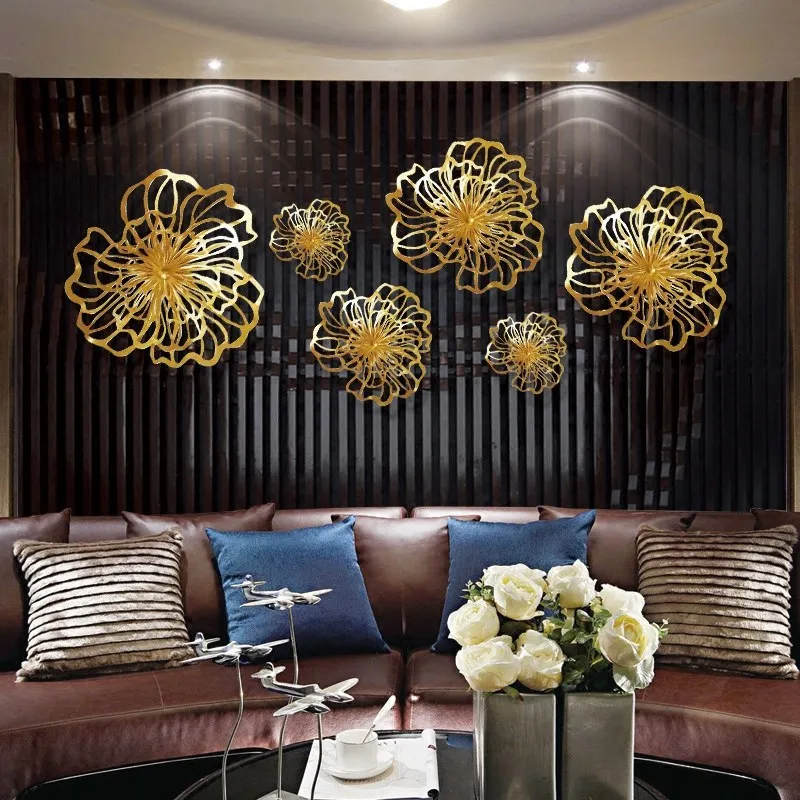 Modern Wrought Iron Flower Wall Decoration Hanging Ornaments Bedroom Livingroom Sofa Background Sticker Mural Crafts | Дом и сад