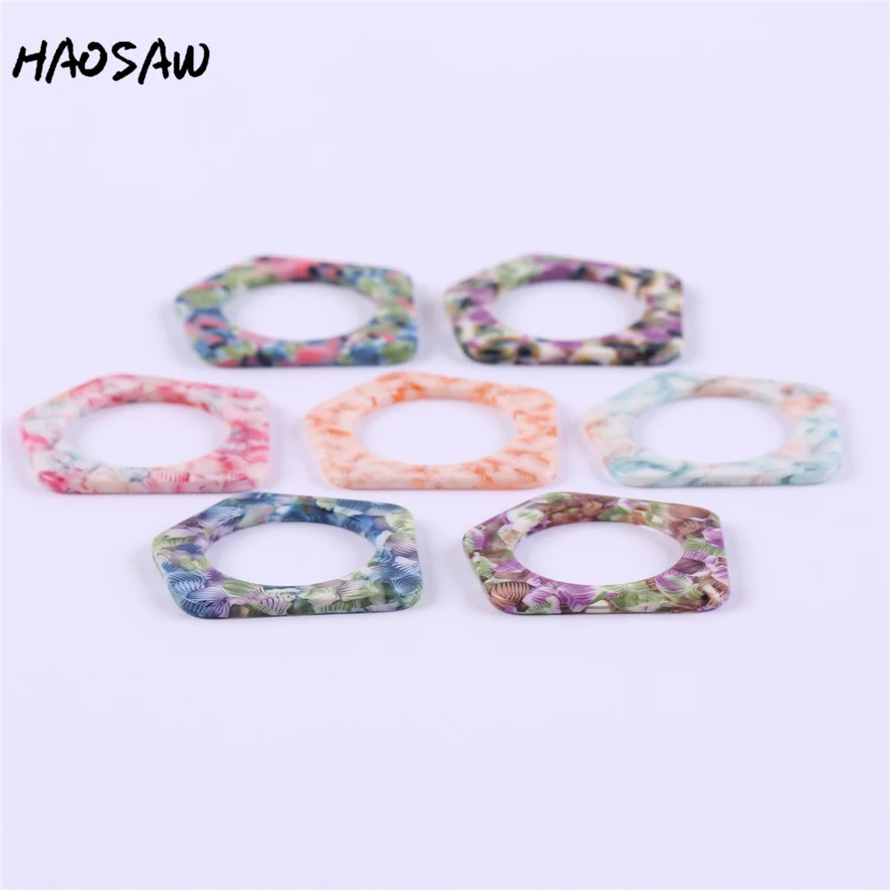 HAOSAW 34*36MM 4Pcs/Lot Spring Color Irregular Acetic Acid Parts/Jewelry Findings/Earrings Accessories/Handmade Making | Украшения и