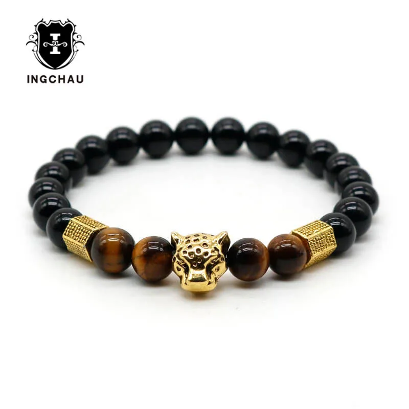2018 золотой браслет с животным снегом и леопардовым принтом мужские ювелирные