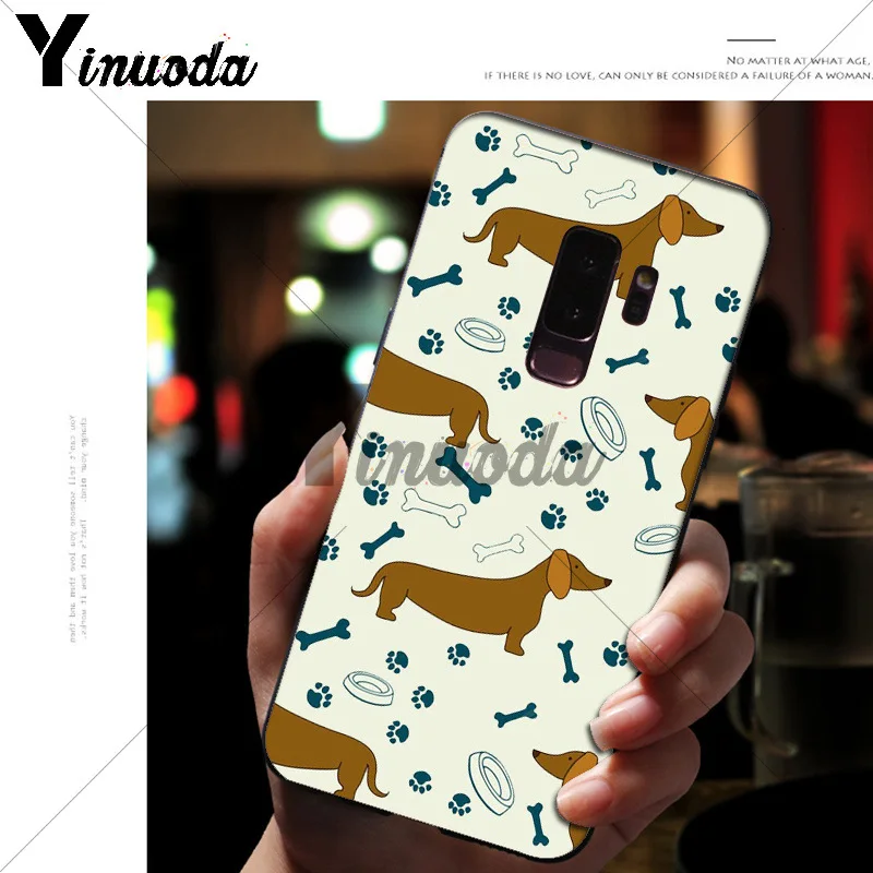 A11 Yinuoda Animals Dogs Dachshund Black Soft Shell Phone Cover for Samsung S9 S9 plus S5 S6 S6edge S6plus S7 S7edge S8 S8plus - Цвет: A11