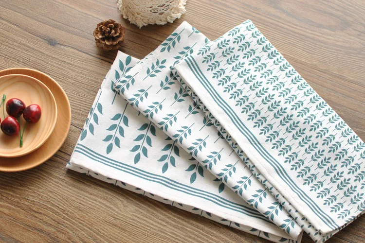 3pcs/lot Linen/ Cotton Leaves printing Dishtowel Napkin Kitchen Towel Cleaning Cloth Tea Ultra durable pano de prato | Дом и сад