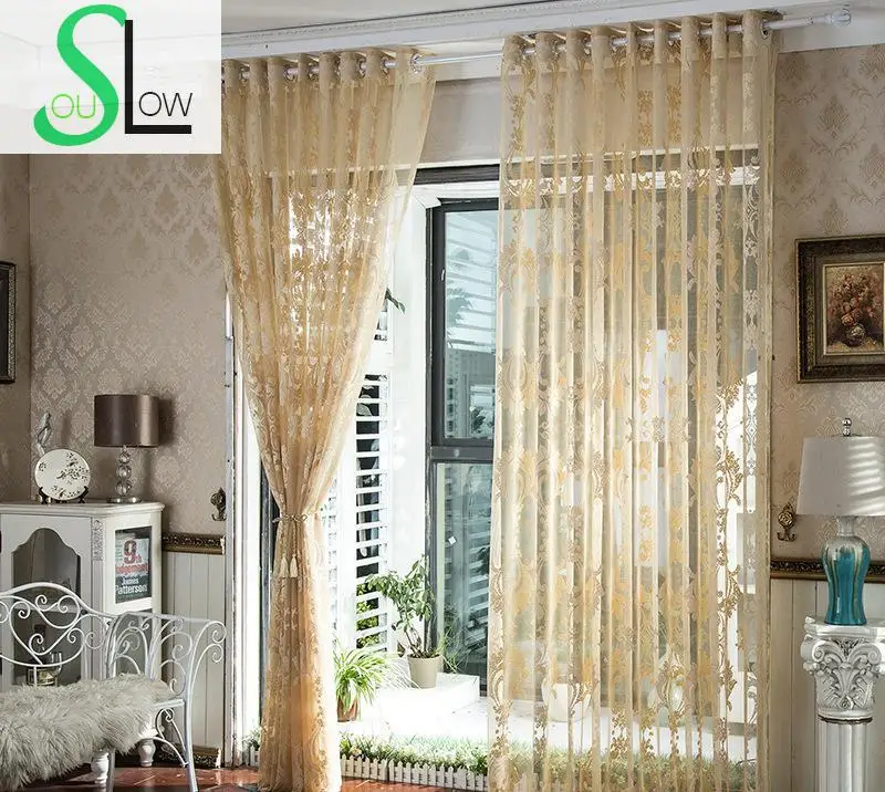 Желтые занавески медленная душа плиссированные европейские Цветочные тюль