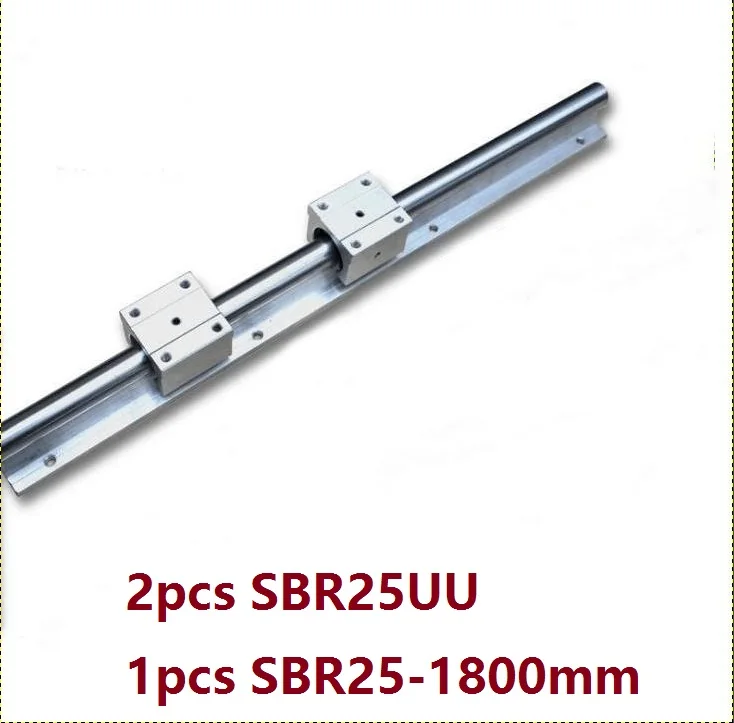 Линейная направляющая SBR25 1800 мм 1 шт. + линейные подшипники SBR25UU 2 шт.|Линейные