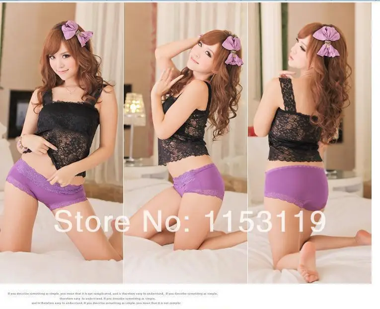 Modal Ladies Lace Panties / Briefs /straight angle pants Women Underwear Hot drilling LC2121 free shipping |