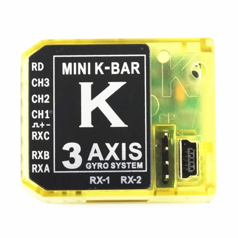 Трехосевой гироскоп KBAR Gyro MINI K-BAR YELLOW K8, 3-осевой безflybarless PK VBAR B8 для вертолетов Mikado Trex 450 500 550