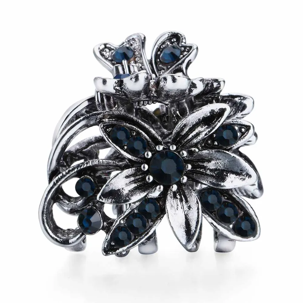 Dark Blue Color Цвет: старое серебро заколки для волос маленький цветок заколка для волос Винтажная заколка для волос мини металлическая шпилька аксессуар для волос для женщин HC019 - Цвет: Dark Blue Color
