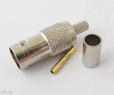 10x BNC Женский обжимной коаксиальный Прямой CCTV Разъем для кабеля RG58 LMR195 RG142|connectors for