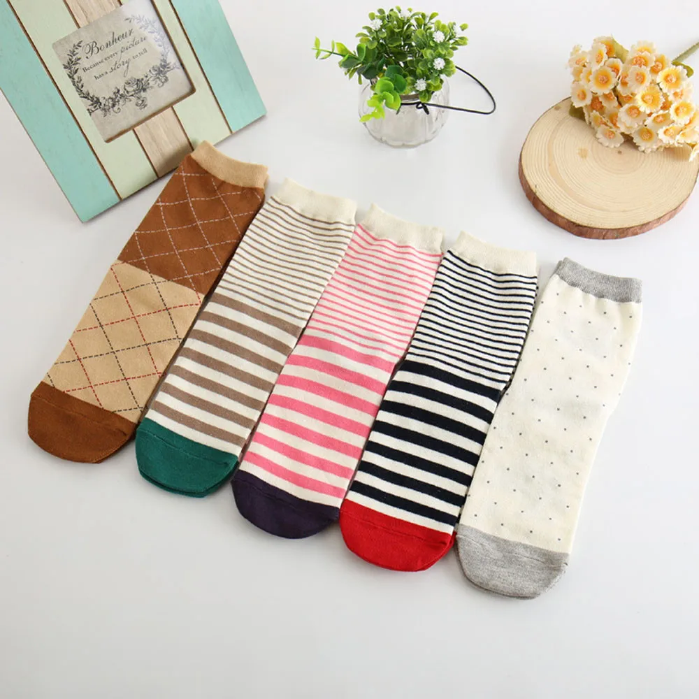 5PCS Women Students Funny Socks Cute Cartoon Fun Funky Striped Warm Ladies Sock lovely fashion socks women cotton casual a529 | Детская