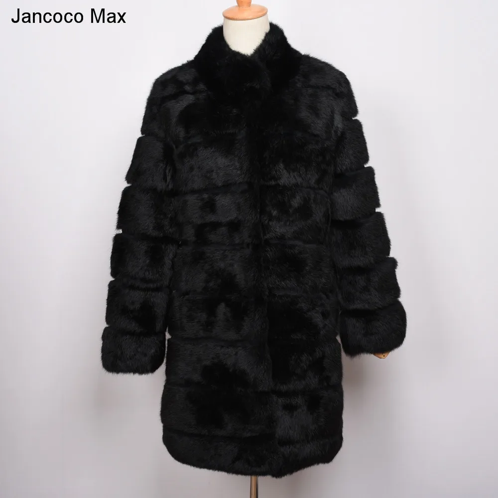 Jancoco Max новая зимняя куртка из натурального кроличьего меха теплая мягкая длинная шуба женское рождественское платье S1675