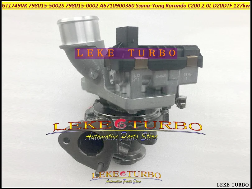 Турбокомпрессор Turbo GT1749VK 798015 798015-5002S 798015-0002 A6710900380 6710900380 для Ssang-Yong Korando C200 2.0L D20DTF 127kw