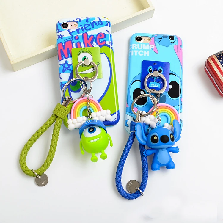 For iPhone 7 /7 plus Stitch case Cute TPU back cover 8 8plus 6 6S 5S SE X phone + ring pendant |