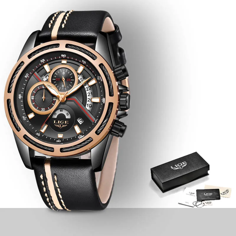 2018 LIGE Hommes Montre De люкс брендовый водонепроницаемый мужской автоматический Дата