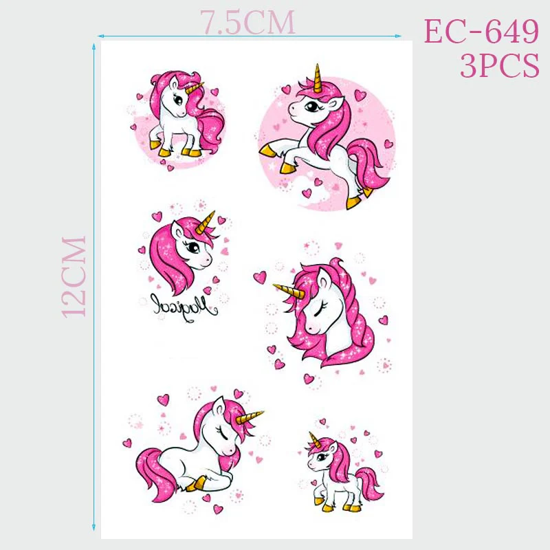 tattoo sticker 4 WEIGAO Единорог вечерние резиновые браслеты и брелки для ключей Дети Единорог сувениры на день рождения силиконовый браслет пластиковые браслеты поставки - Цвет: tattoo sticker 4
