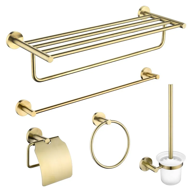 MTTUZK Nordic minimalist brushed gold Towel rack bathroom hardware pendant paper holder hook toilet brush Bathroom accessories |