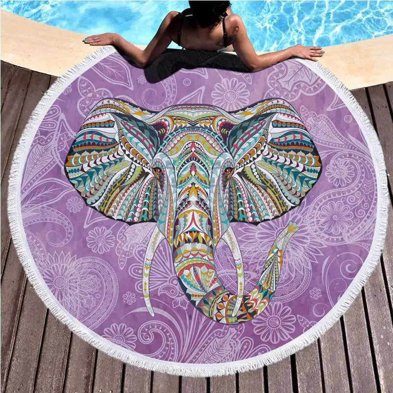 Lannidaa Boho слона кисточки гобелен одеяло микрофибра круглый пляжное полотенце