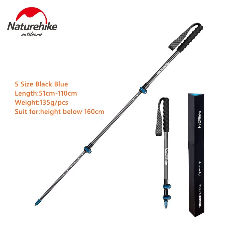 Светильник Naturehike, вес 135 г, углеродное волокно, Внешний замок, треккинг, полюс, 3 секции, портативный, для скалолазания, ходьбы, серебряная палка - Цвет: Blue S