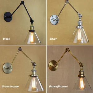 ретро старинные бра стекло тень настенные светильники RH восстановление светильник E27 настенное крепление поворотный кронштейн стенка свет