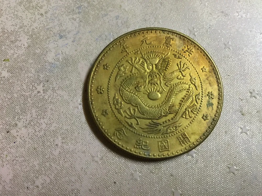 

Копия монеты, позолоченная 24K, Китай-Республика-Юань шикай, 1916