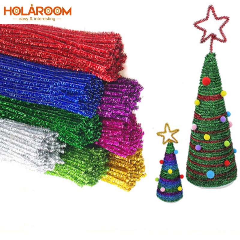 

50Pcs Plush Twisted Bar Multicolor DIY Christmas Tree Ornament Children Kids Toy Xmas Home Party wedding Decorations 30cm Length