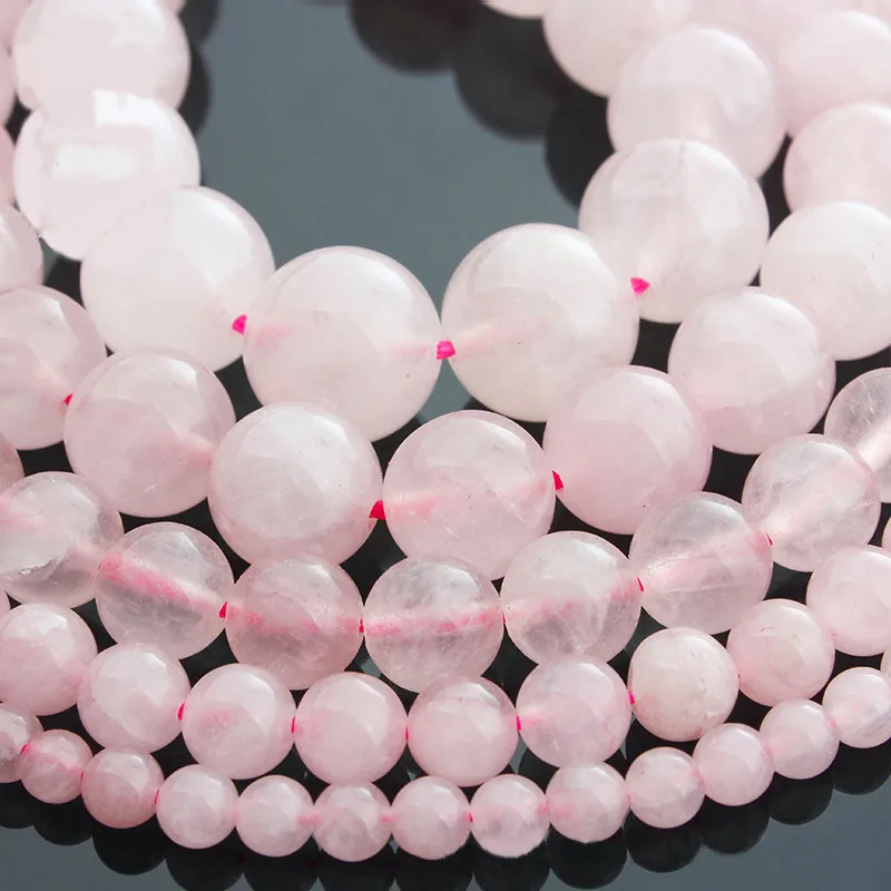 Natural Rose Quartz Stone Round Loose Bead Pink Crystal Semi-precious For Jewelry Making DIY Bracelet Necklace 3mm-12 mm HK065 | Украшения